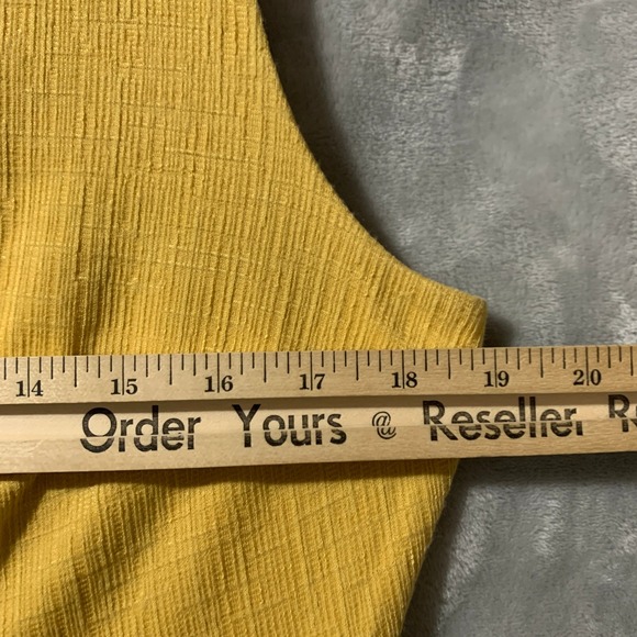 Enfocus Studio Yellow Sleeveless Sheath Dress Size 12 Flared Bottom Gold Buttons - Picture 13 of 15